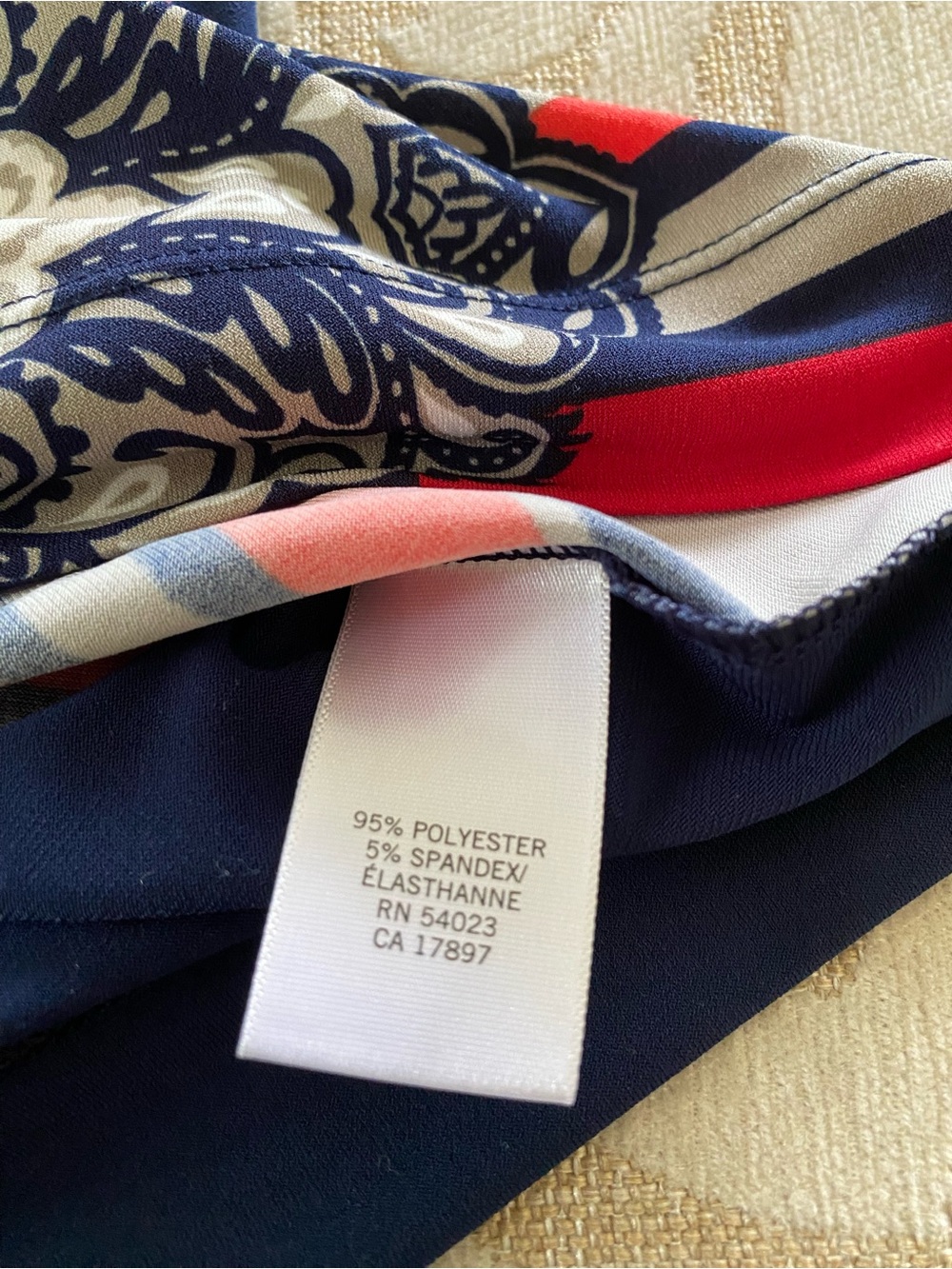 Banana Republic XS Medallion Print Sheath Dress Navy Coral Stretch - Picture 8 of 11